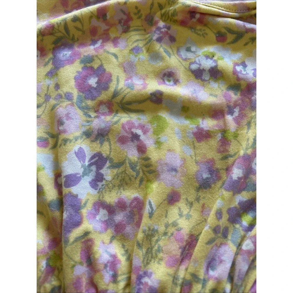BCBG Girls Yellow Floral Tiered Ruffle Dress 7/8 Small Easter Party Boho